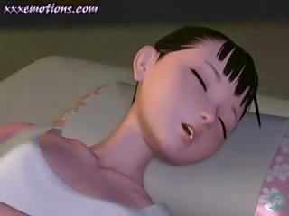 Animated babe sucks an old penis