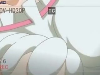 Szakadt anime jelentkeznek száj megtöltött által hatalmas pénisz