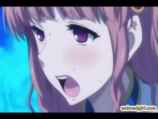 Schattig japans anime meisje gangbang en gelaats sperma