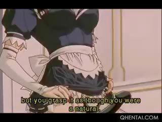 Hentai maids knulling strapon i gangbang til deres elskerinne