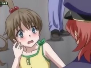 Nakatali pataas anime screwed sa pamamagitan ng strapon