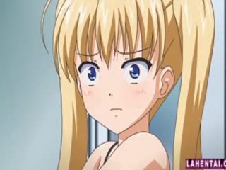 Rambut pirang animasi pornografi remaja mendapat dia basah alat kemaluan wanita dipompa dalam