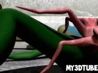 Panas 3d mahluk asing babe mendapat fucked keras oleh yang spider