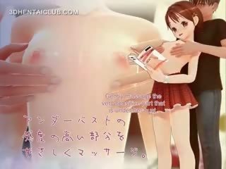 Delikatny anime dziewczyna obnażony na seks i cycki teased