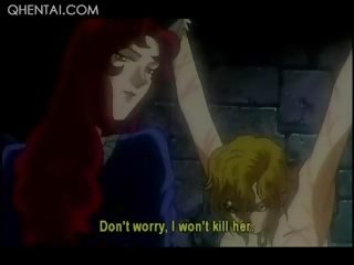 Hentai khó chịu tình nhân hành hạ một cô gái tóc vàng giới tính nô lệ trong chains