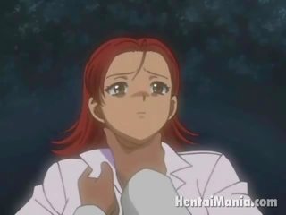 Fiery redheaded anime angelas gauti miniatiūrinis putė prikaltas iki jos handsome draugas