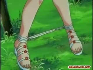 Anime vajzë merr squeezed të saj cica dhe i vështirë poked